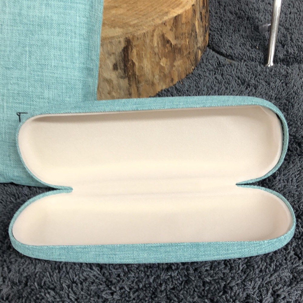 Hard shell eyeglasses case with bag teal color - Picture 2 of 4